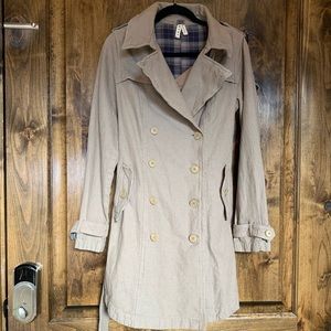 We the Free Beige Flannel-Lined Long Coat Med